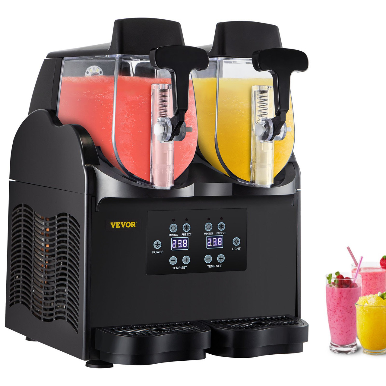 Commercial Slushy Machine, 2x2.5L Tank Margarita Machine, 380W Black Margarita Slush Maker, Temperature Slush 26øF to 28øFrozen Drink Maker, Perfect for Home Restaurants Cafes Bars