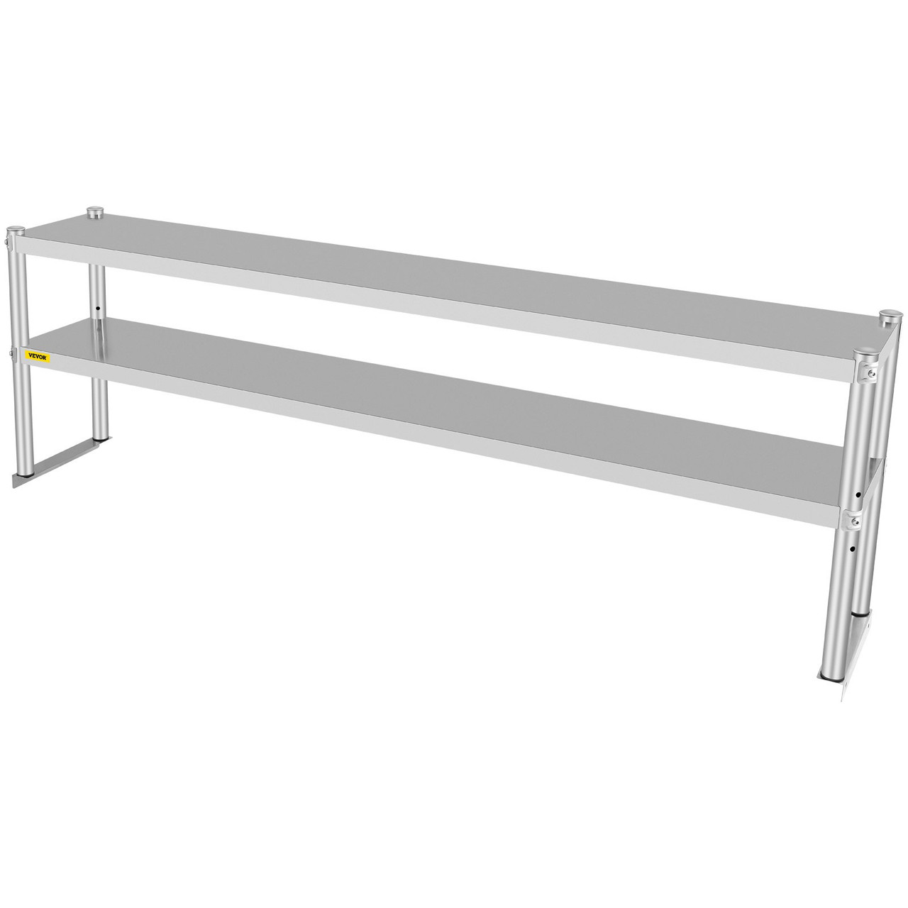 Double Overshelf, Double Tier Stainless Steel Overshelf, 72 in Length x 12 in Width Double Deck Overshelf, Height Adjustable Overshelf for Prep & Work Table in Kitchen, Restaurant and Workshop
