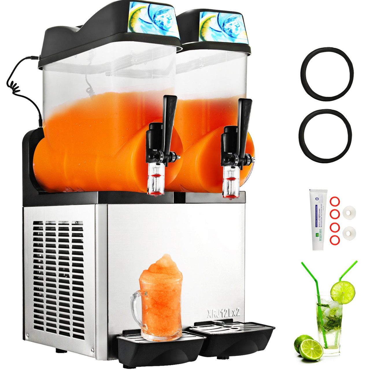 Commercial Slush Machine 6L X 2 Bowls – Frozen Drink Slushy Maker, 700W, Stainless Steel