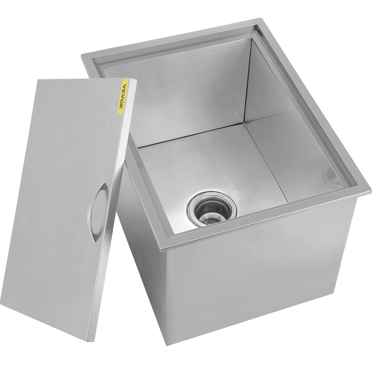 Drop in Ice Chest 22''L x 17''W x 12''H with Cover 304 Stainless Steel Drop in Cooler Included Drain-pipe and Drain Plug Drop in Ice Bin for Cold Wine Beer