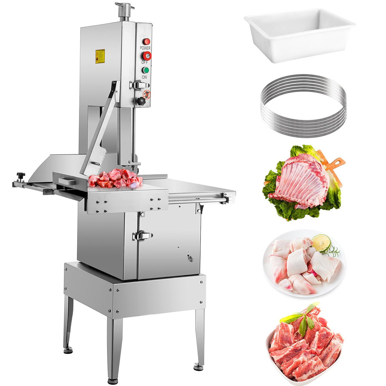 110V Bone Saw Machine 30.3x27.4-Inch Workbench, 1500W Electric Frozen Meat Cutter Saw Wheel ?300mm, Meat Bandsaw Cutting Thickness 0-250 mm, High Speed 19m/s Great for Cutting Pig's Hoof Beef