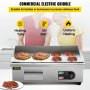 22" Commercial Electric Griddle, 1600W Electric Flat Top Grill, Half Grooved Teppanyaki Grill, Stainless Steel Electric Countertop Griddle w/Drip Hole, 122Ã¸F-572Ã¸F Electric Griddle for Kitchen.