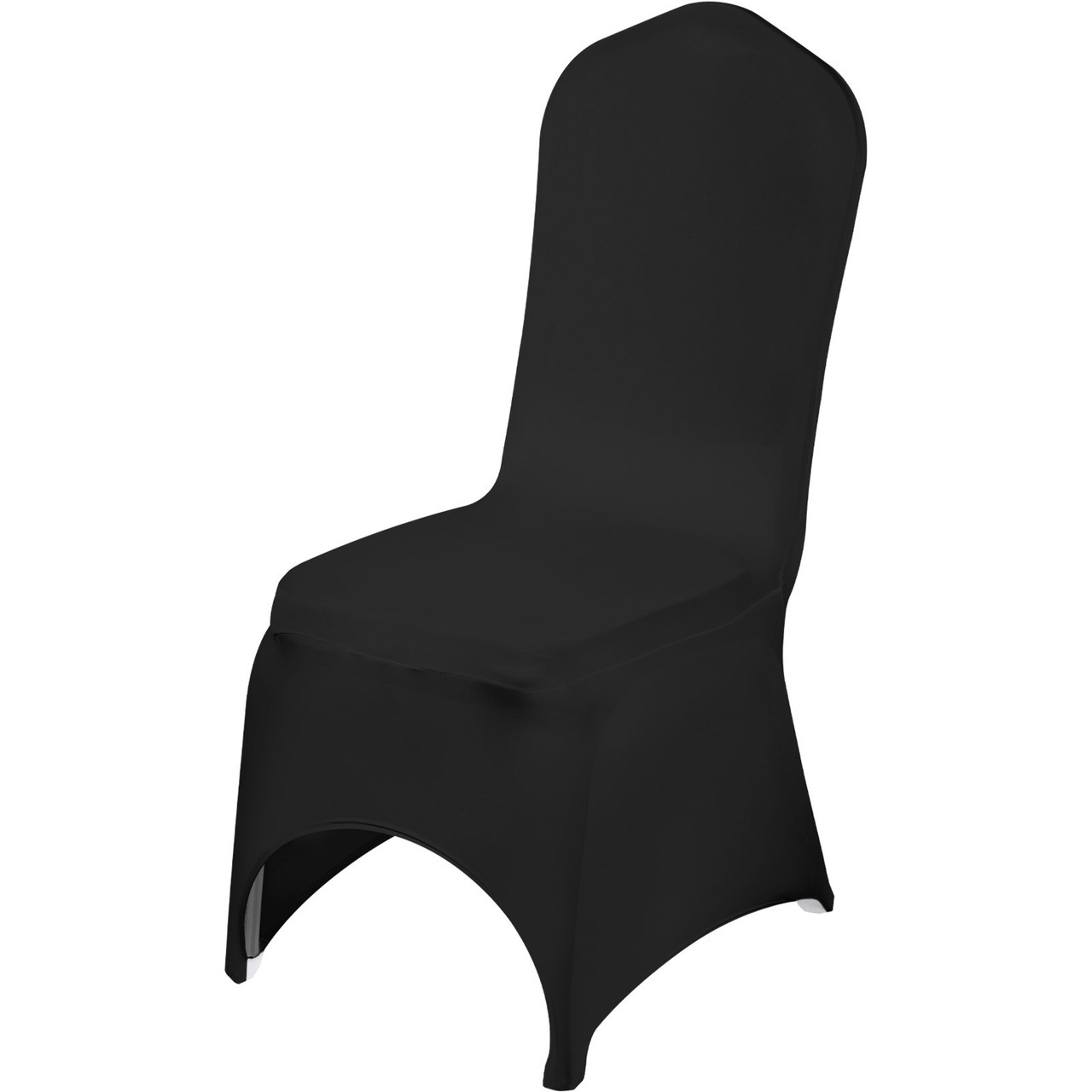 50 Pcs Black Chair Covers Polyester Spandex Stretch Slipcovers for Wedding Party Dining Banquet Arched-Front Chair Covers