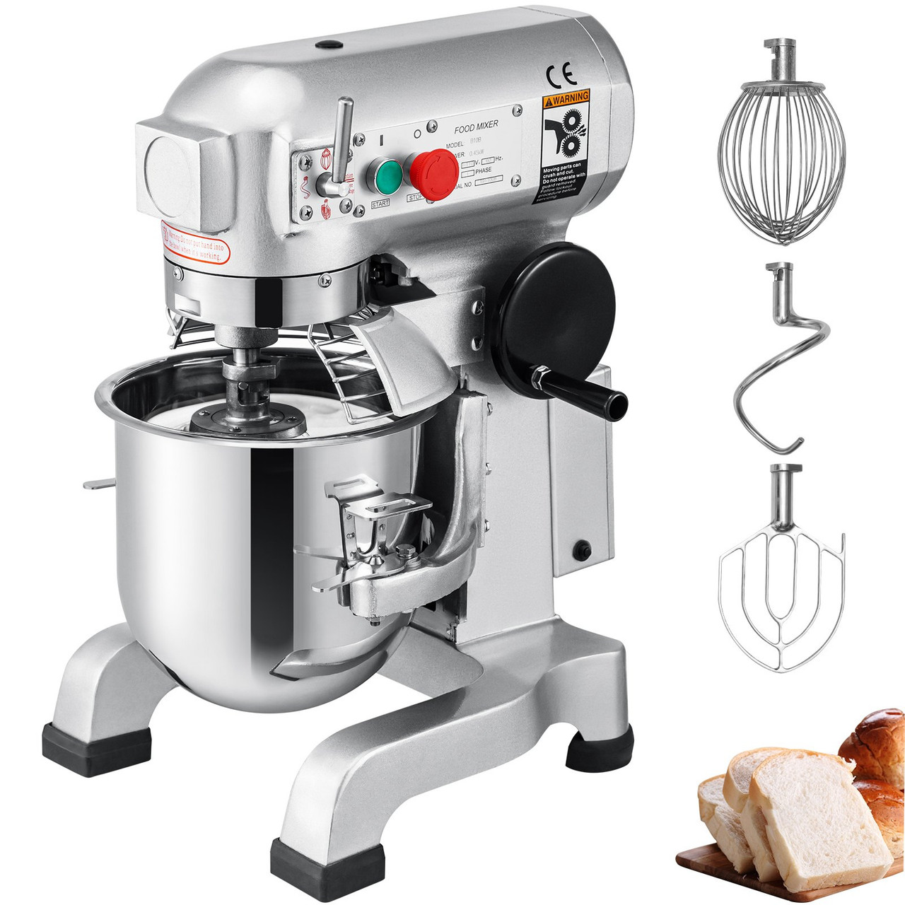 Commercial Food Mixer 20Qt 750W 3 Speeds Adjustable 105 180 and 408 RPM Food  Processor Heavy