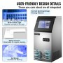 110V Commercial Ice Maker 120LBS/24H with 22LBs Storage Ice Maker Machine Stainless Steel Portable Automatic Ice Machine with Scoop and Connection Hoses Perfect for Restaurants Bars Cafe