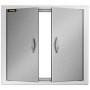 Outdoor Kitchen Access 26"x 24" Wall Construction Stainless Steel Flush Mount for BBQ Island, 26inch x 24inch, Double Door