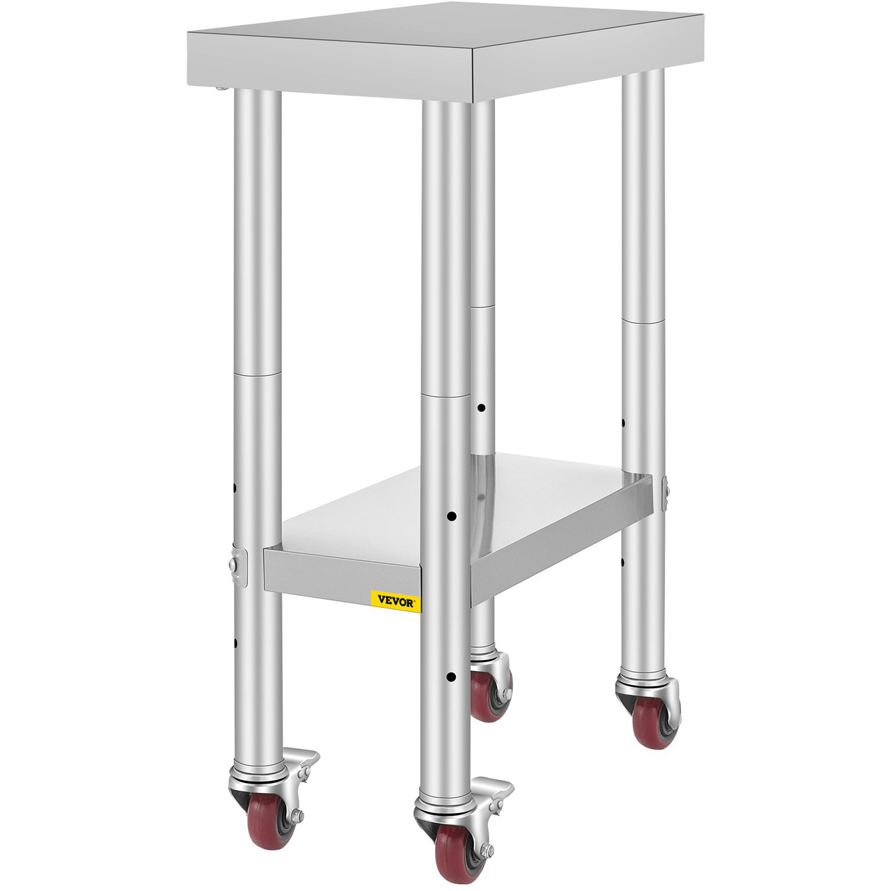 Stainless Steel Work Table with Wheels 24 x 12 x 32 Inch Prep Table with 4 Casters Heavy Duty Work Table for Commercial Kitchen Restaurant Business