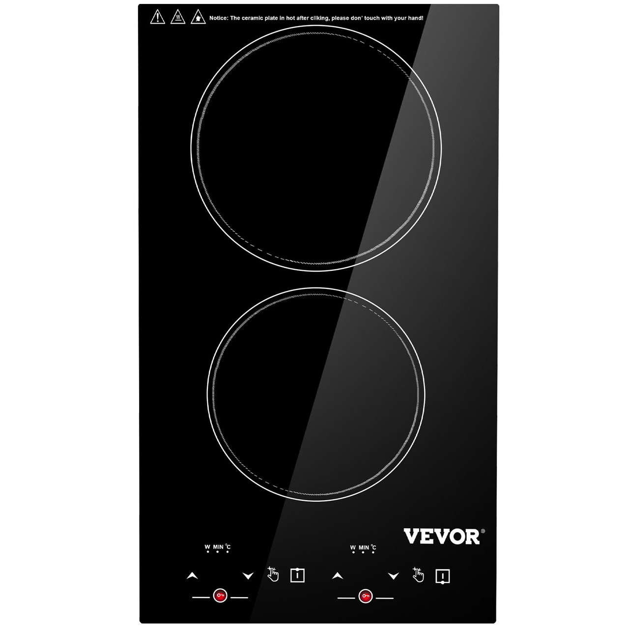 Built-in Induction Electric Stove Top 12 Inch,2 Burners Electric Cooktop,9 Power Levels & Sensor Touch Control,Easy to Clean Ceramic Glass Surface,Child Safety Lock,110V