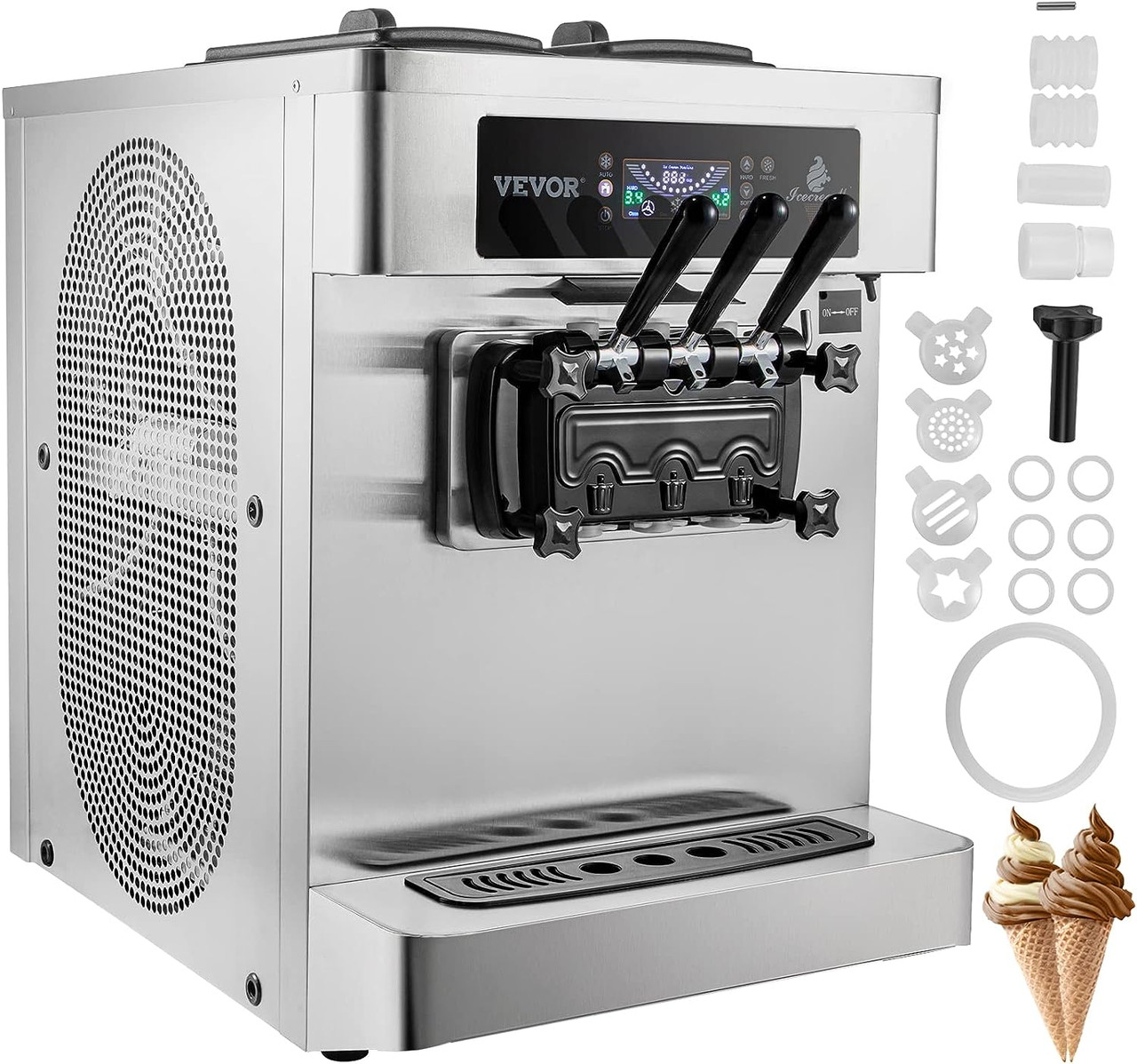 VEVOR Commercial Ice Cream Machine 22-30L/H 2200W Countertop Soft Serve Maker