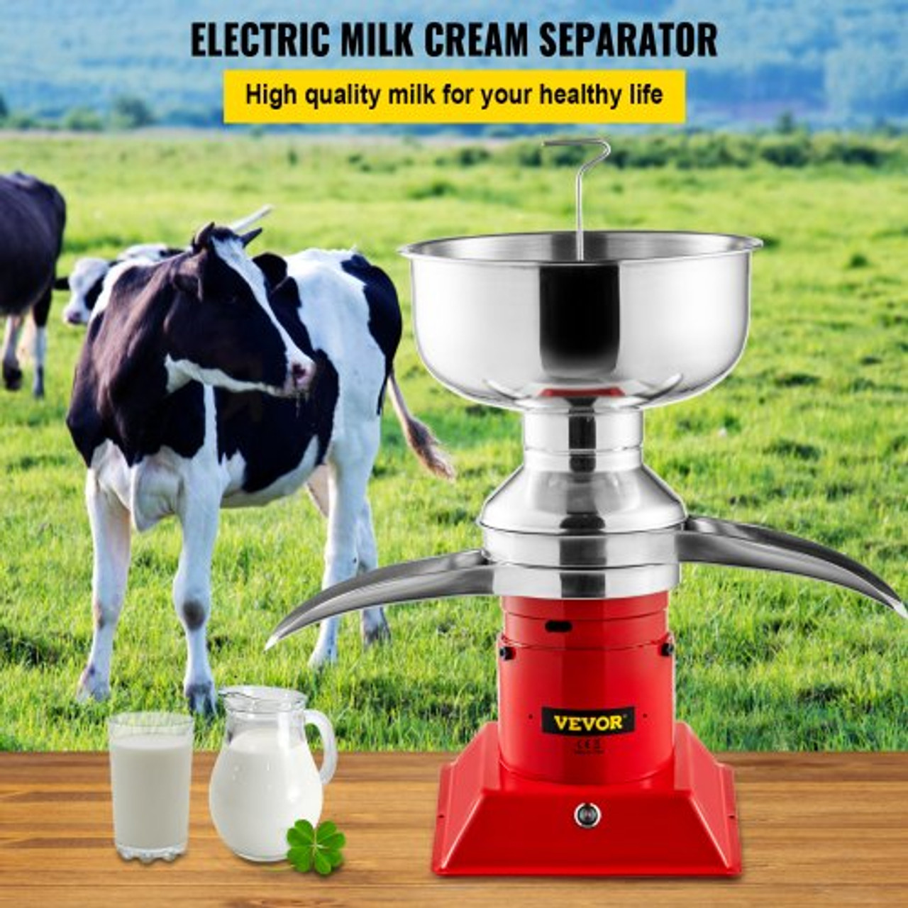 Milk Cream Separator, 100L/h Output Cream Centrifugal Separator, 304 Stainless Steel Milk Skimmer with 5L Bowl Capacity, 10500RPM Rotating Speed Cream Separator, Perfect for Dairy Farm Family