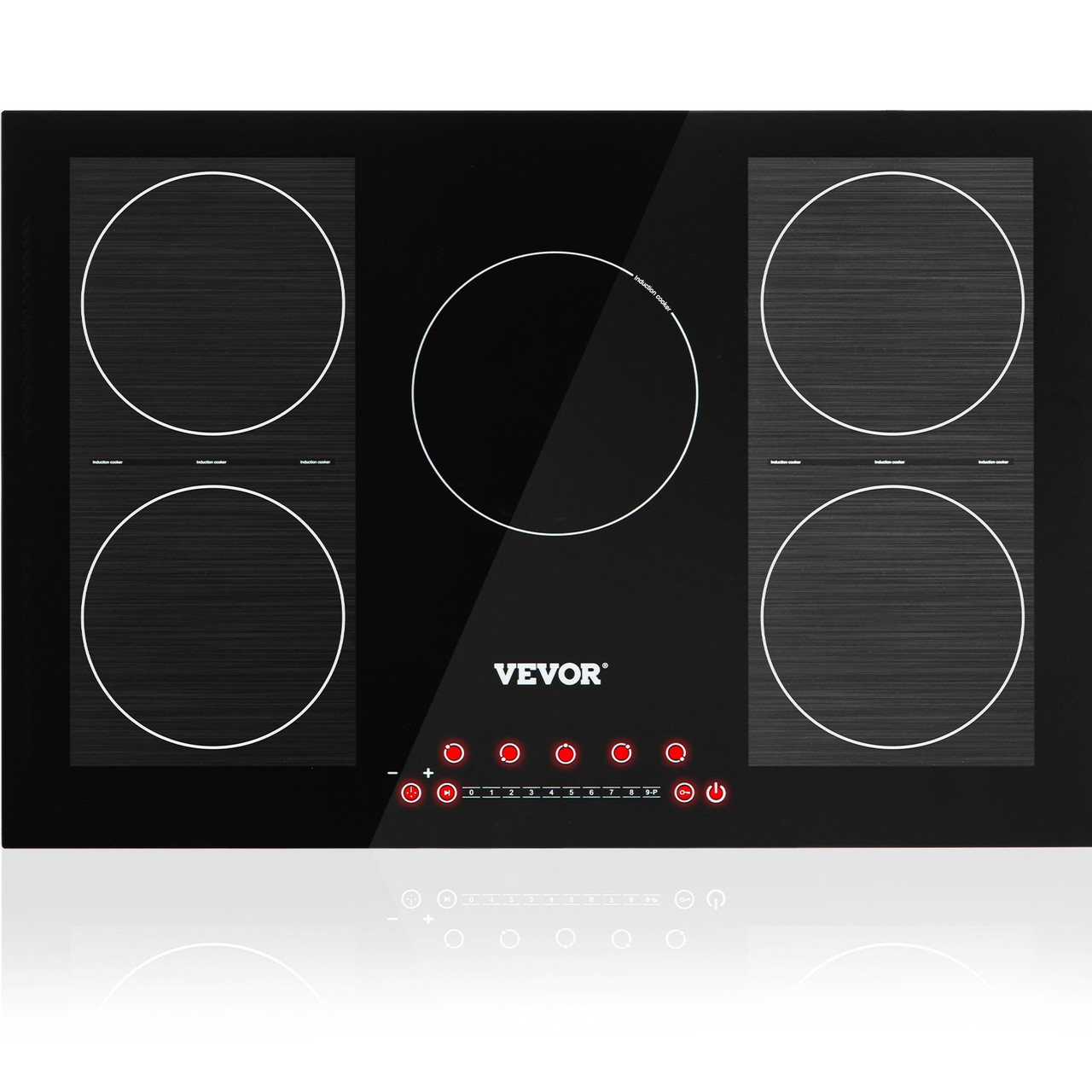 Built-in Induction Electric Stove Top 30 Inch,5 Burners Electric Cooktop,9 Power Levels & Sensor Touch Control,Easy to Clean Ceramic Glass Surface,Child Safety Lock,240V