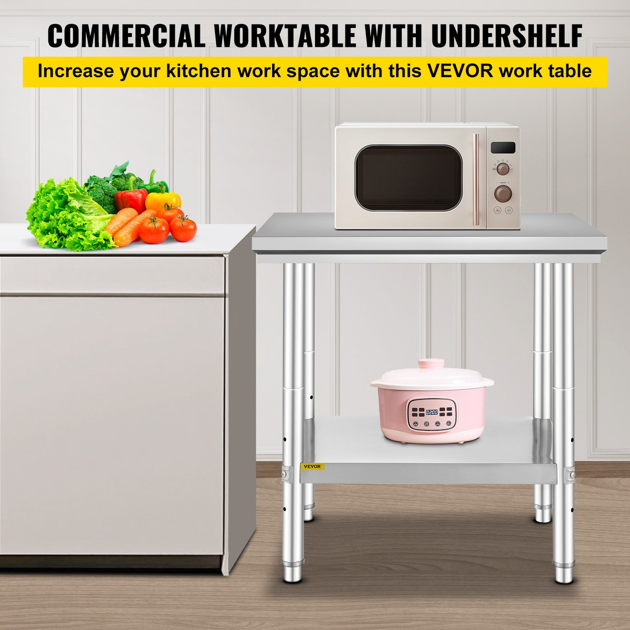 Commercial Worktable & Workstation 24 x 30 x 32 Inch Stainless Steel Work Table Heavy Duty Commercial Food Prep Work Table for Home, Kitchen, Restaurant Metal Prep Table with Adjustable Feet