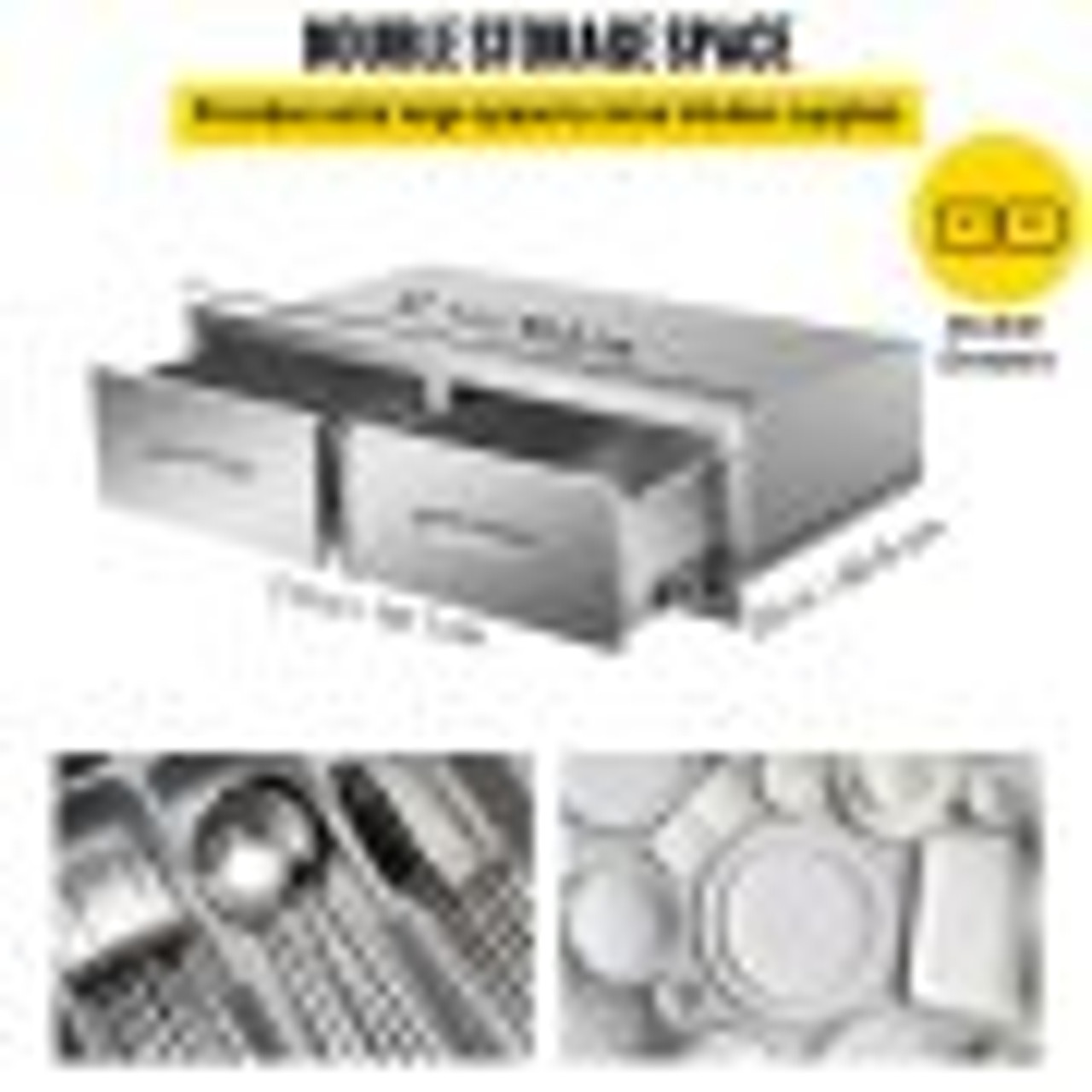 Outdoor Kitchen Drawers 30" W x 10" H x 20" D, Horizontal Double BBQ Access Drawers Stainless Steel with Handle, BBQ Island Drawers for Outdoor Kitchens or Patio Grill Station