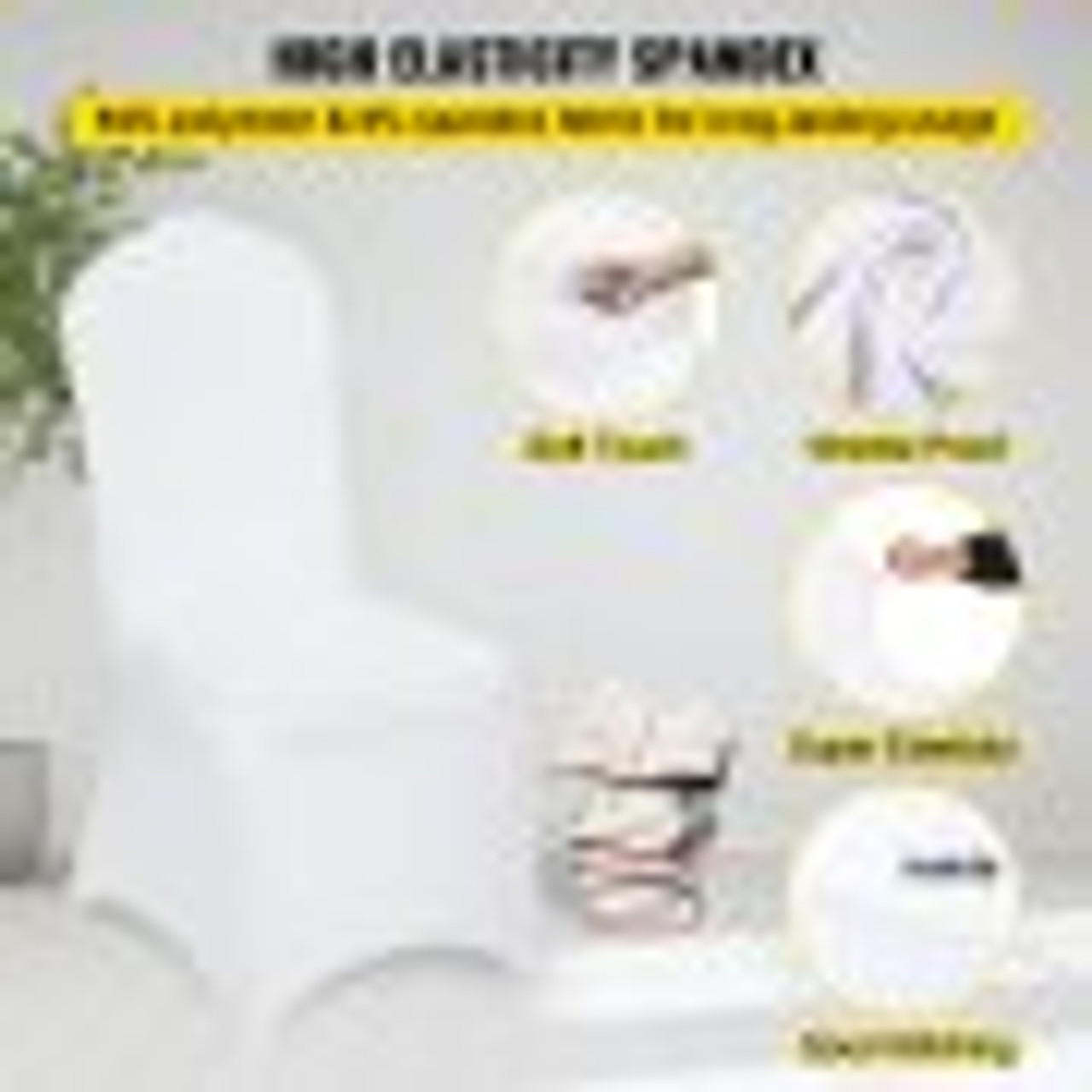 100 Pcs White Chair Covers Polyester Spandex Chair Cover Stretch Slipcovers for Wedding Party Dining Banquet Flat-Front Chair Covers