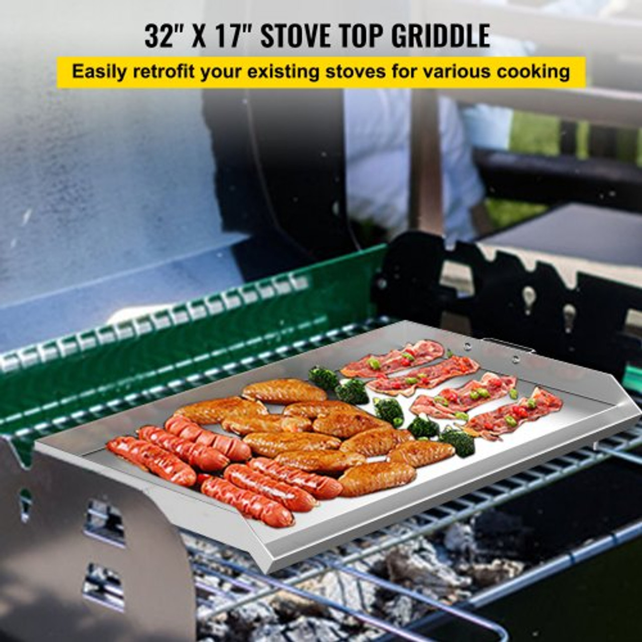  Griddle for Gas Grill & Stove Top, Stainless Steel