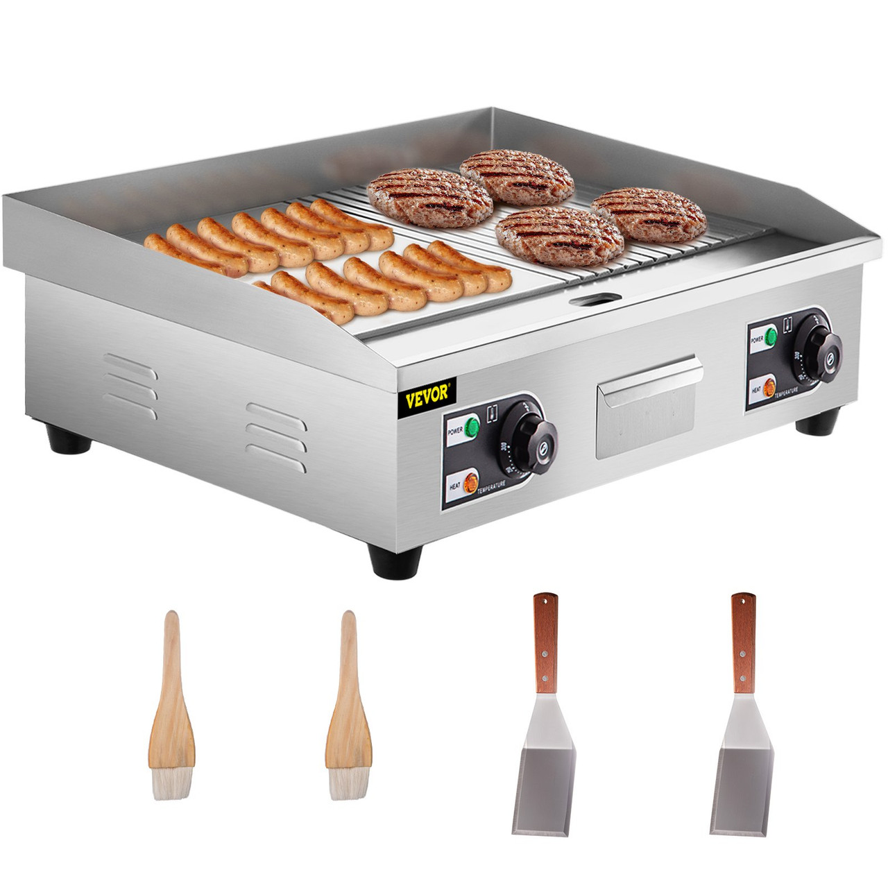 29" Commercial Electric Griddle,Electric Countertop Flat Top Griddle 110V 3000W Half Grooved/Flat,Non-Stick Restaurant Teppanyaki Stainless Steel Grill ,Adjustable Temperature Control 122Ã¸F-572Ã¸F.
Product Videos