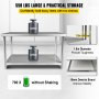Stainless Steel Prep Table, 60 x 24 x 34 Inch, 550lbs Load Capacity Heavy Duty Metal Worktable with Adjustable Undershelf, Commercial Workstation for Kitchen Restaurant Garage Backyard