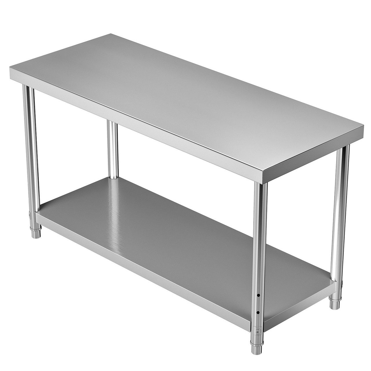 Stainless Steel Prep Table, 60 x 24 x 34 Inch, 550lbs Load Capacity Heavy Duty Metal Worktable with Adjustable Undershelf, Commercial Workstation for Kitchen Restaurant Garage Backyard