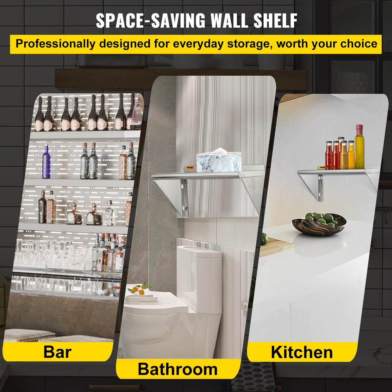 Commercial Wall Mount Stainless Steel Shelf