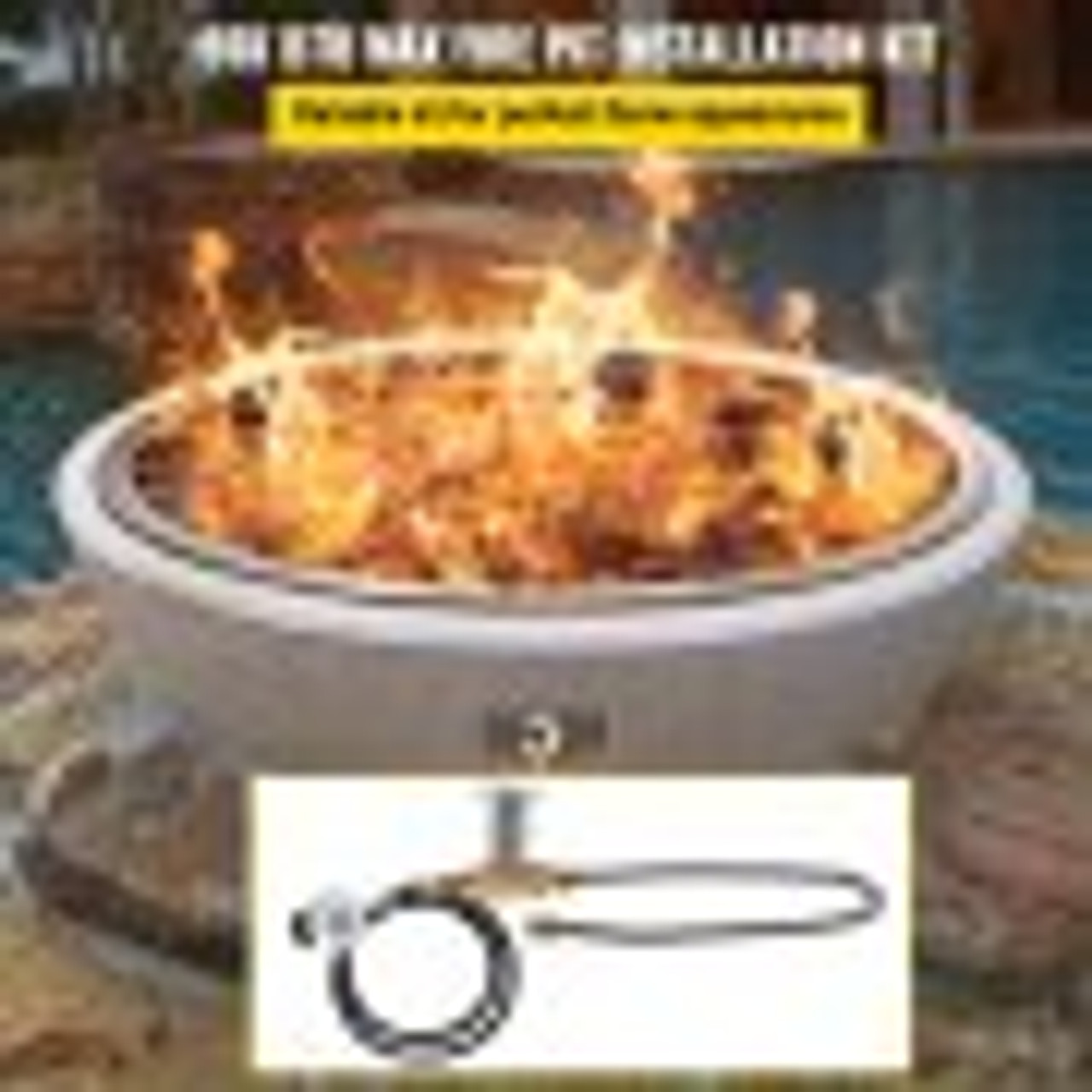 Fire Pit Installation Kit, 90K BTU Max Propane Fire Pit Hose Kit, CSA Certified Propane Connection Kit, Gas Mixer Regulator with Stainless Steel Hose & Chrome Key Valve for Propane Connection