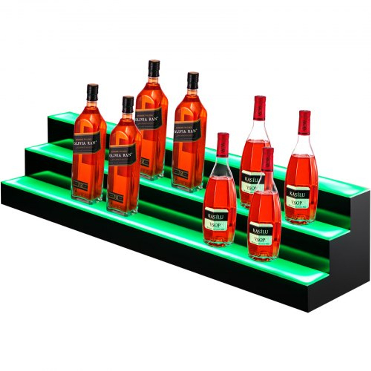 LED Lighted Liquor Bottle Display Shelf, 60-inch LED Bar Shelves for Liquor, 3-Step Lighted Liquor Bottle Shelf for Home/Commercial Bar, Acrylic Lighted Bottle Display with Remote & App Control