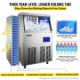 Commercial Ice Maker 132LBS/24H with 44LBS Storage Stainless Steel Commercial Ice Machine 5x8 Ice Tray LCD Control Auto Clean with Water Drain Pump for Bar Home Supermarkets
