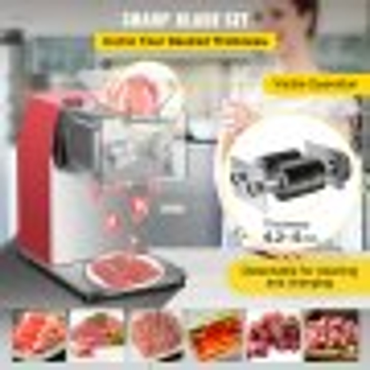 Commercial Meat Cutting Machine, 551 Lbs/H 850W Meat Shredding Machine, 5mm Blade Electric Meat Cutter, Stainless Steel Restaurant Food Cutter, for Kitchen Supermarket Lamb Beef Chicken, Red
