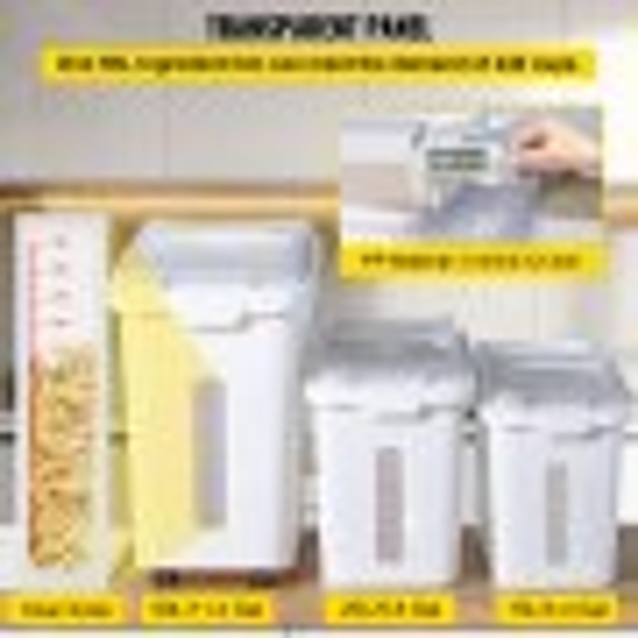 Ingredient Storage Bin, 11.4+5.8+3.4 Gal Capacity Shelf Ingredient Bin, 500 Cup Flour Bins on Wheels Commercial Prosave Shelf-storage Ingredient Bin with Lid and Scoop Rice Bin for Kitchen White