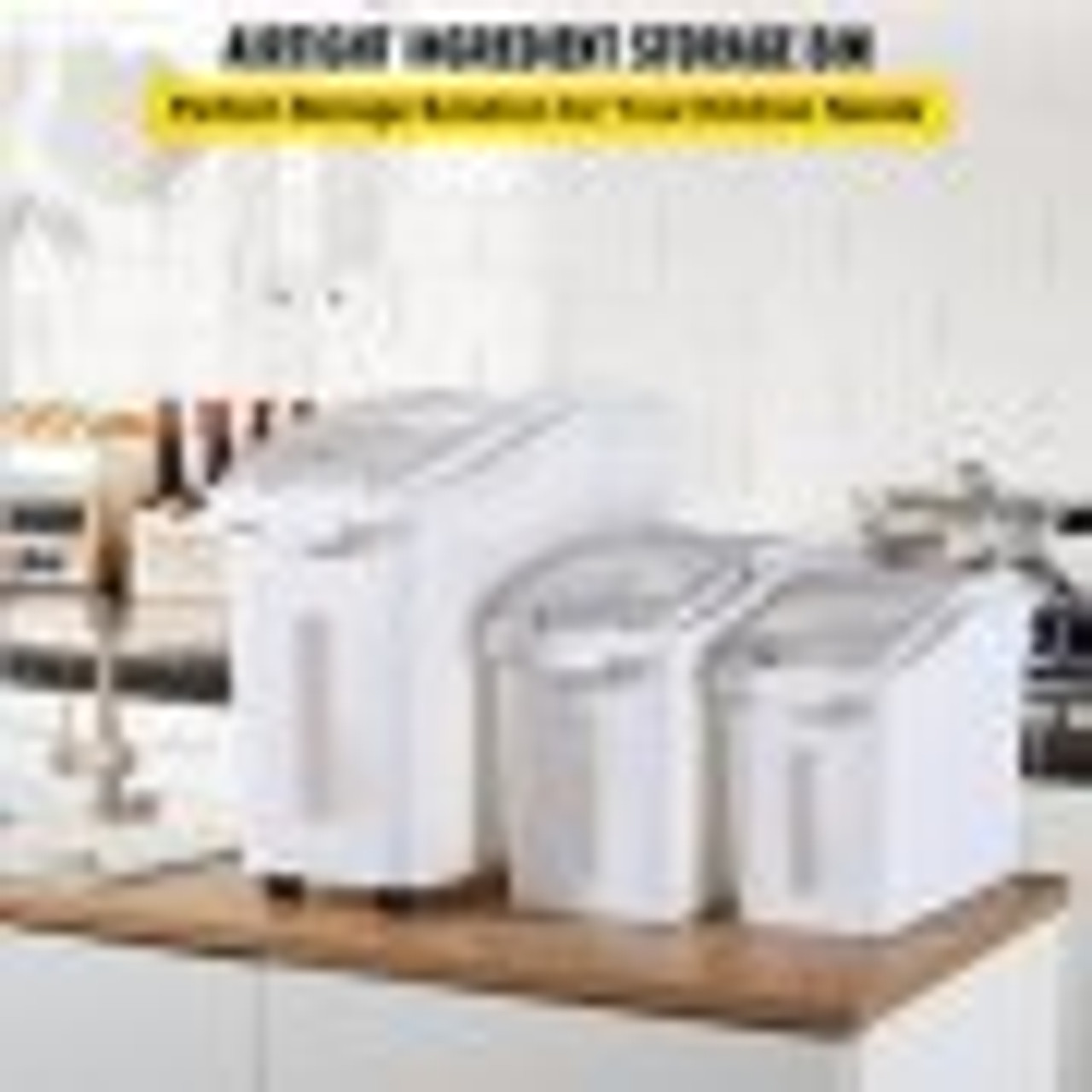 Ingredient Storage Bin, 11.4+5.8+3.4 Gal Capacity Shelf Ingredient Bin, 500 Cup Flour Bins on Wheels Commercial Prosave Shelf-storage Ingredient Bin with Lid and Scoop Rice Bin for Kitchen White