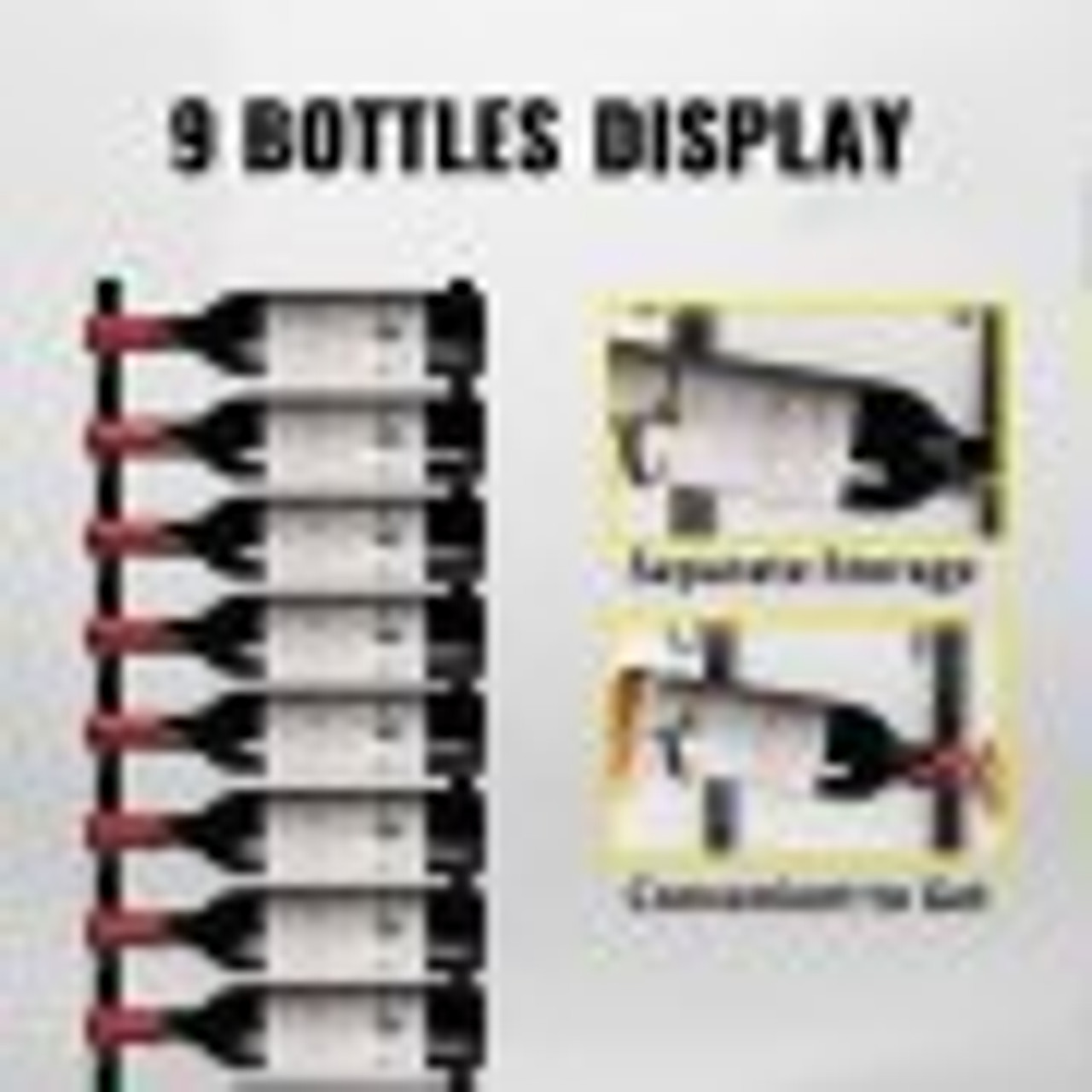 Wall Mounted Wine Rack, 9 Bottles Wine Holder Towel Rack, Black Steel Vertical Wine Rack, Modern Decorative Wall Mounted Wine Bottle Holder, Forward Design Simple Storage Wall Rack 35 x 6 x 1 In