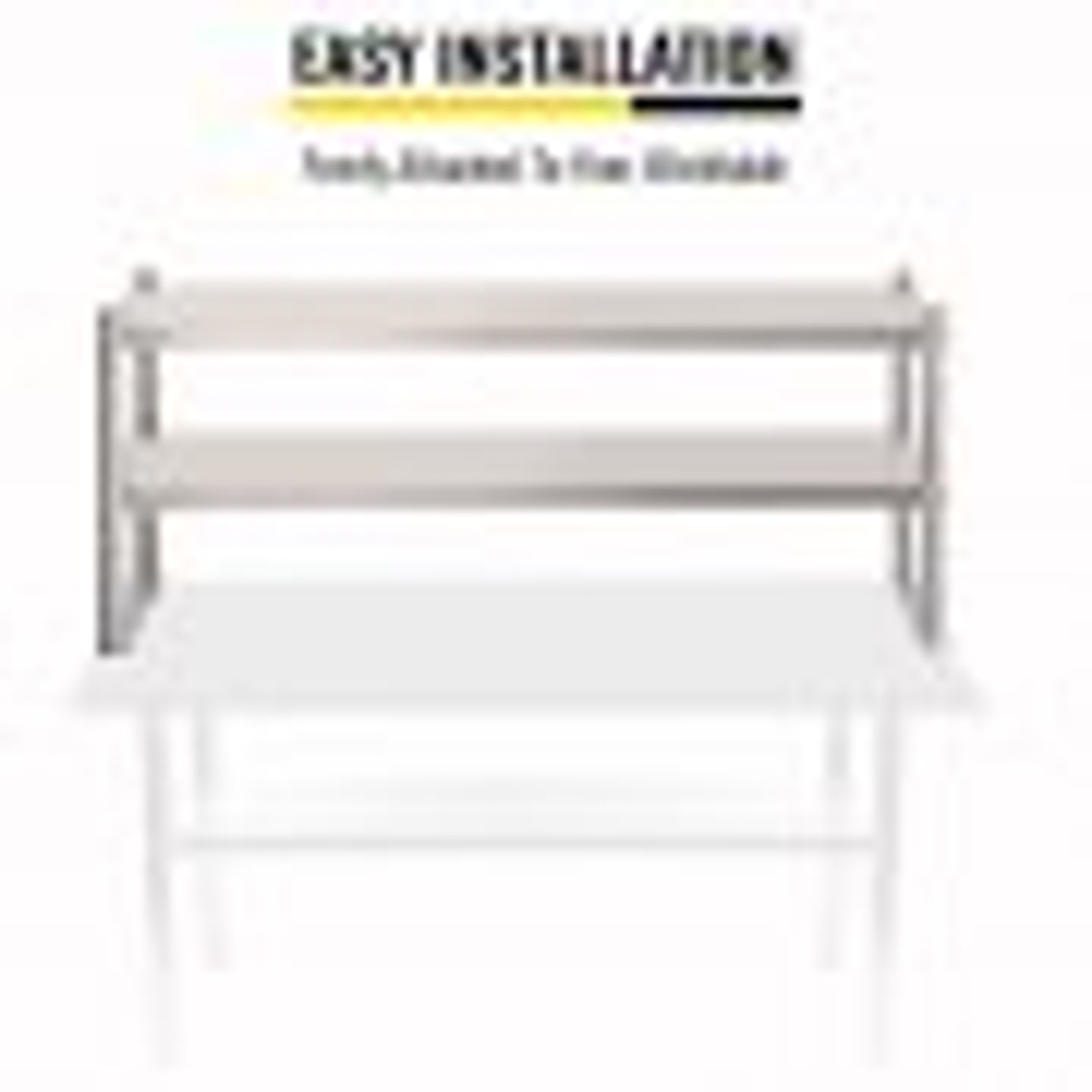 Double Overshelf, Double Tier Stainless Steel Overshelf, 36 in. Length x 12 in. Width Double Deck Overshelf, Height Adjustable Overshelf for Prep & Work Table in Kitchen, Restaurant