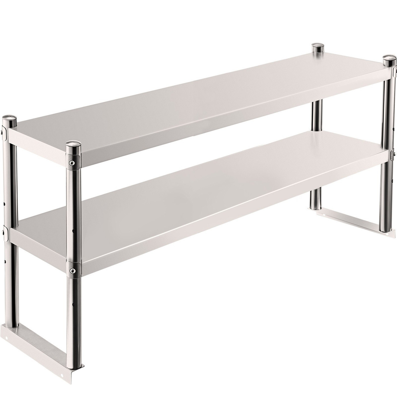 Double Overshelf, Double Tier Stainless Steel Overshelf, 36 in. Length x 12 in. Width Double Deck Overshelf, Height Adjustable Overshelf for Prep & Work Table in Kitchen, Restaurant