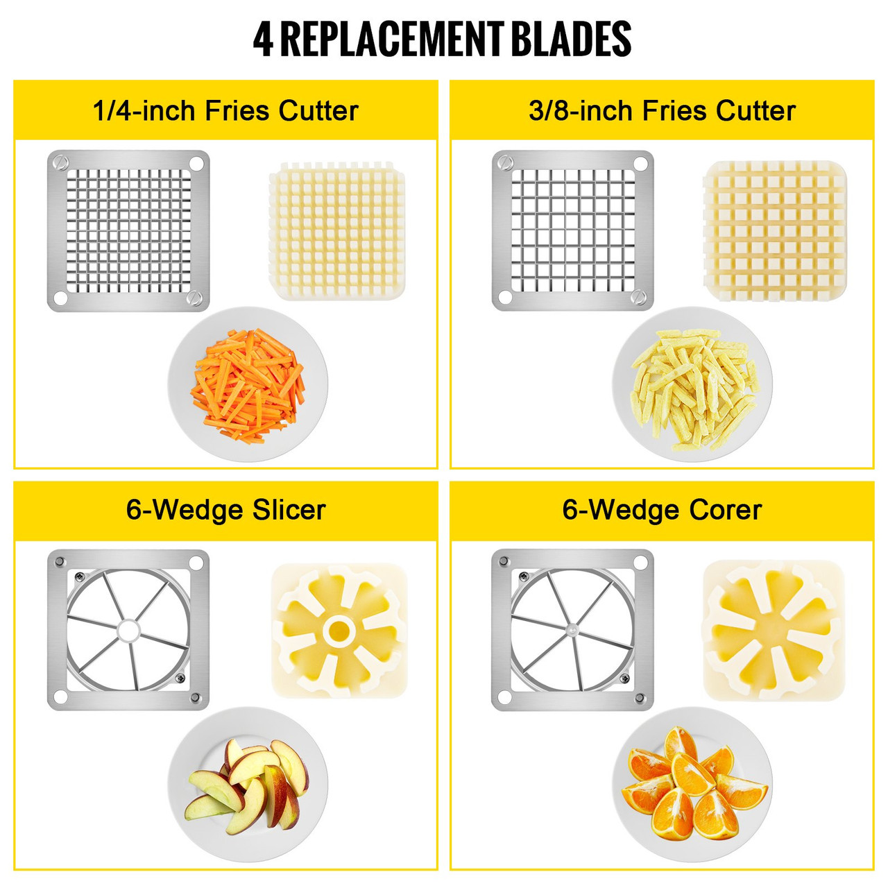 French Fry Cutter | Potato Cutter | Potato Wedge Cutter | Commercial,  Professional, & Heavy Duty | Available blade sizes: 1/4, 3/8, 1/2, 6  Wedge