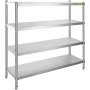 Stainless Steel Shelving 60x18.5 Inch 4 Tier Adjustable Shelf Storage Unit Stainless Steel Heavy Duty Shelving for Kitchen Commercial Office Garage Storage 330lb Per Shelf