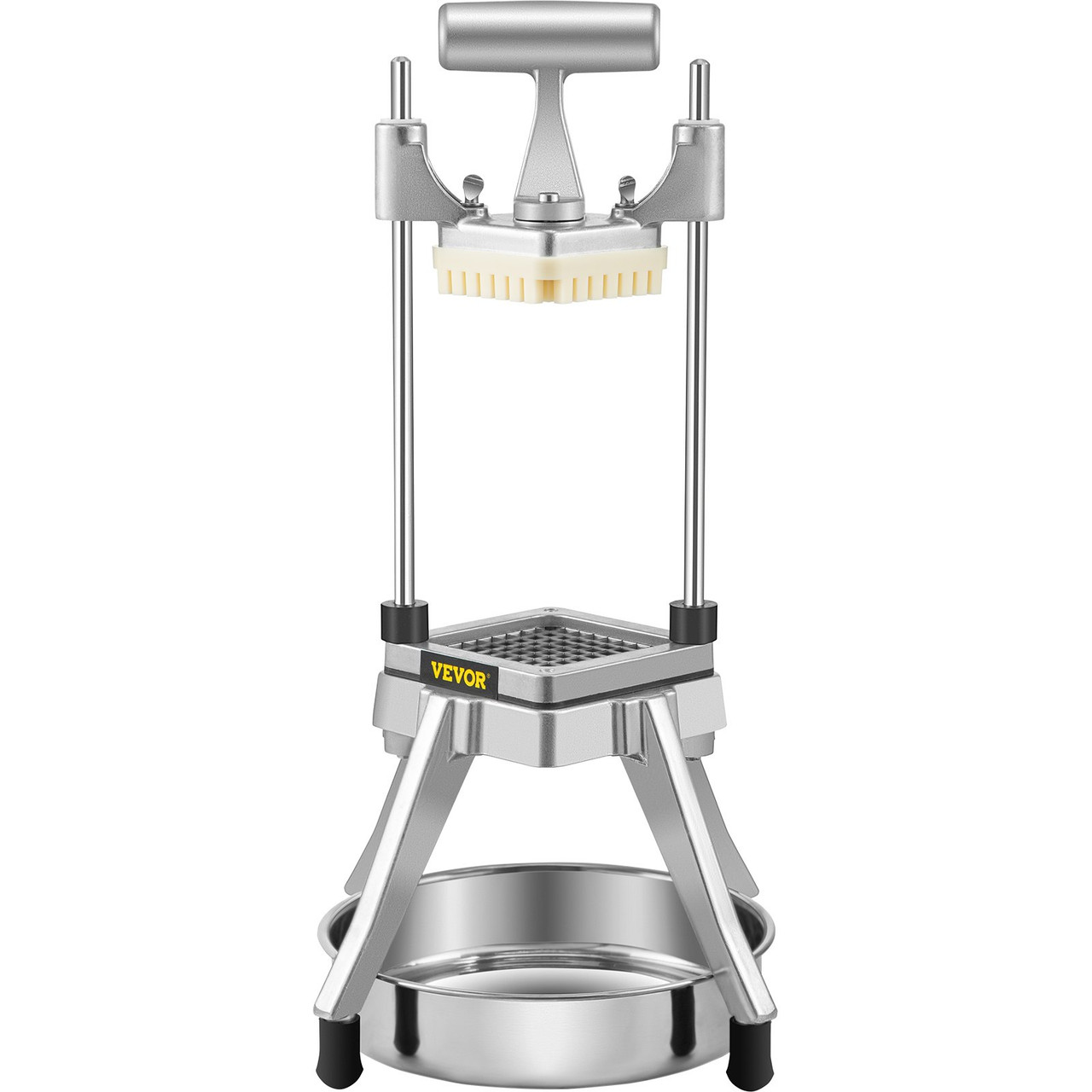 Commercial Vegetable Fruit Chopper, Stainless Steel French Fry Cutter w/ 4 Blades 1/4" 3/8" 1/2", Vegetable Chopper Dicer w/ Stainless Bowl, Heavy Duty Cutter for Potato Tomato Onion Mushroom