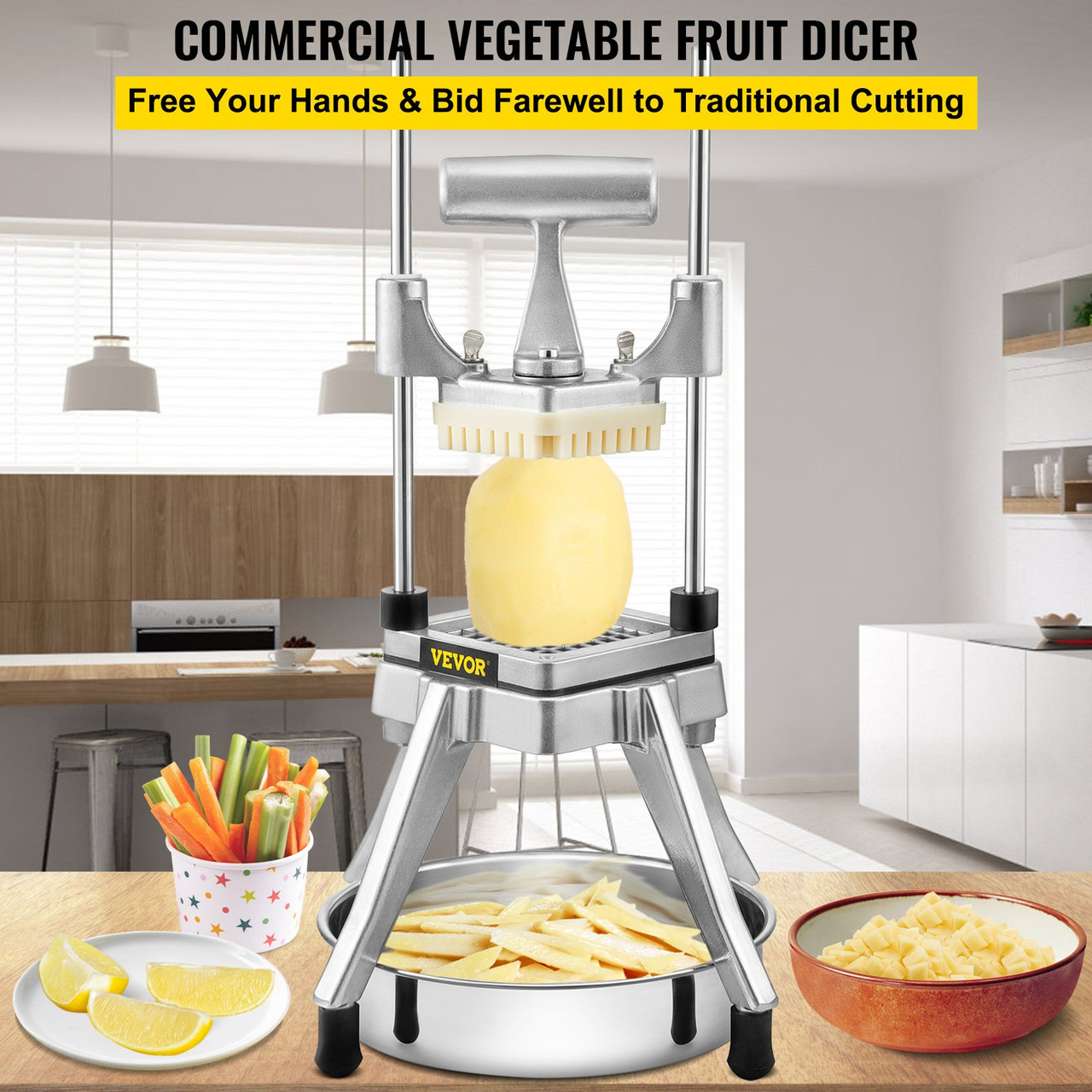 VEVOR Commercial Chopper Commercial Vegetable Chopper with 4 Blades Fruits  Dicer