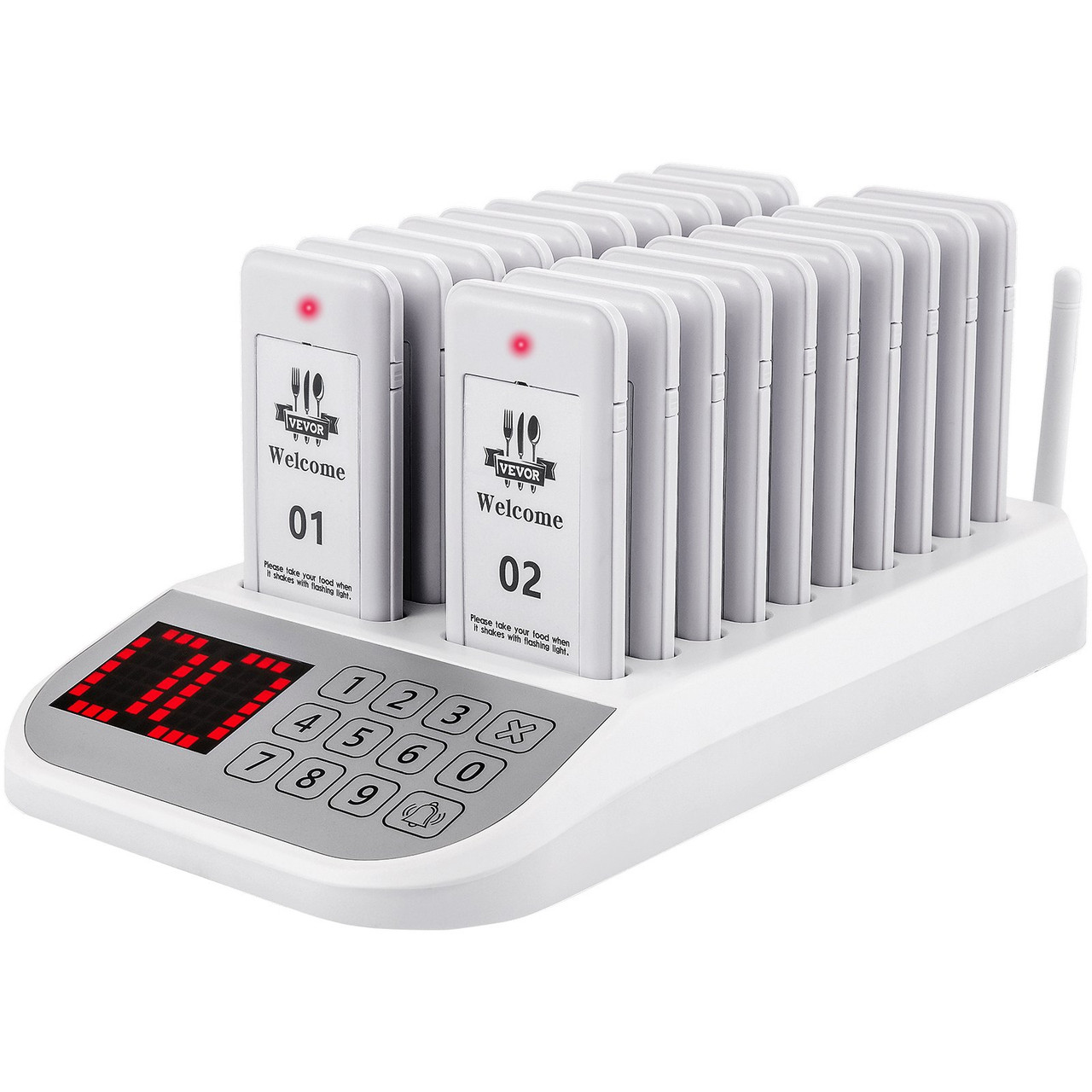 Restaurant Pager System 20 Coasters Max 98 Nursery Pager Wireless Paging Queuing Calling System 350-500m with Vibration, Flashing and Buzzer for Social Distance Food Truck Hotels Cafes