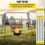 Grill Swing, Campfire Cooking Stand 44 Lbs Capacity, Campfire Grill Stand with Adjustable Legs, BBQ Grill with Hooks & & Accessories for Cookware & Dutch Oven