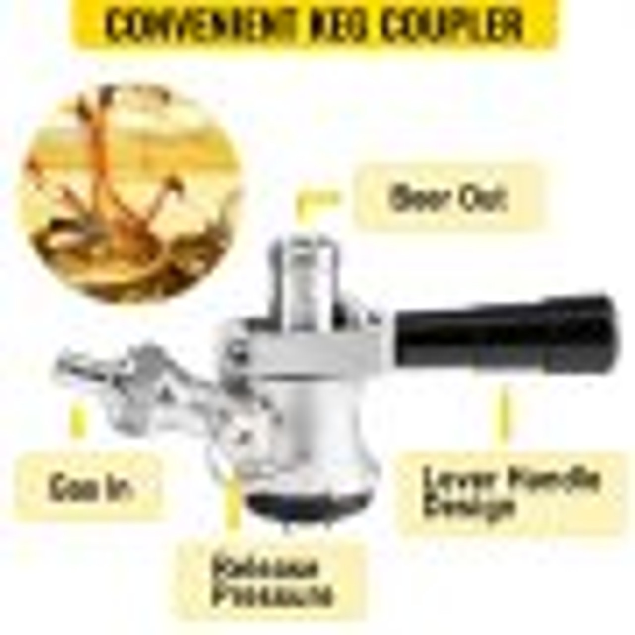 Kegerator Tower Kit, Double Tap Beer Conversion Kit, No Tank Keg Conversion Kit, Stainless Steel Keg Tower, Deluxe Kegarator Beer Conversion With Dual Gauge Regulator & D-System Keg Coupler