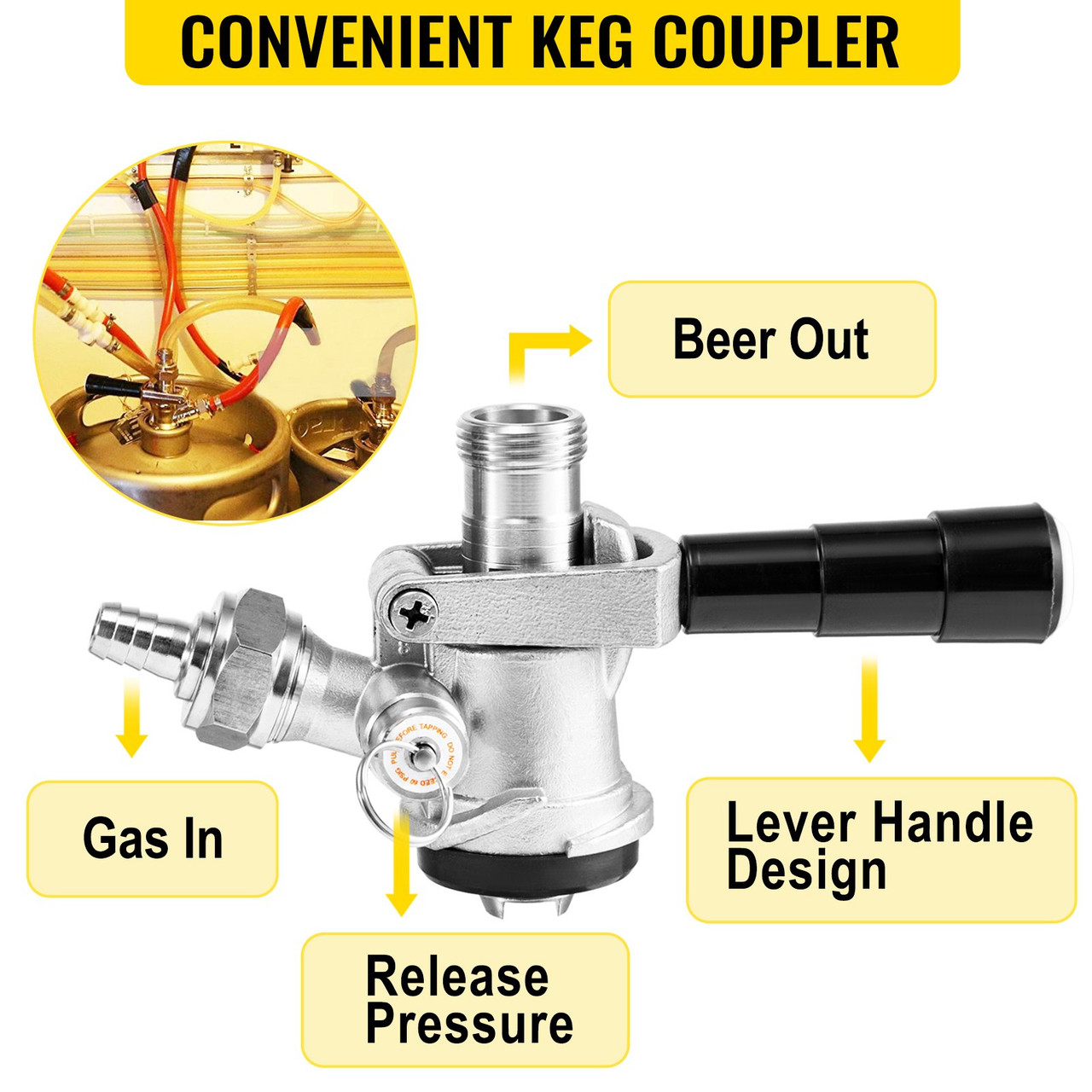 Kegerator Tower Kit, Single Tap Beer Conversion Kit, No Tank Keg Conversion Kit, Stainless Steel Keg Tower, Deluxe Kegarator Beer Conversion With