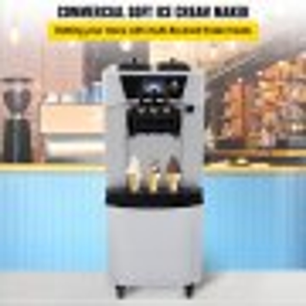 VEVOR Commercial Ice Cream Maker, 10-20L/H Yield, 1000W  Countertop Soft Serve Machine with 4.5L Hopper 1.6L Cylinder, Frozen Yogurt  Maker with Touch Screen Puffing Pre-Cooling Shortage Alarm, White :  Everything Else