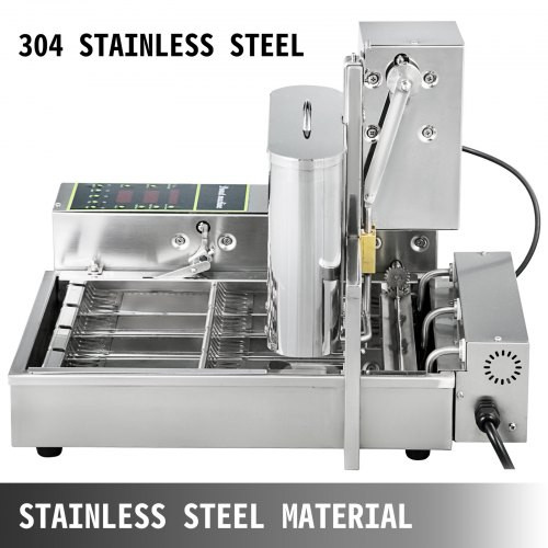 110V Commercial Automatic Donut Making Machine, 4 Rows Auto Doughnut Maker with 5.5L Hopper, Adjustable Thickness Fryer, Intelligent Control Panel, 304 Stainless Steel, Silver