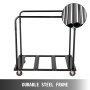 Folding Table Cart Black Table Rack for 60" Round Tables Heavy Duty Table Trolley Black Desk Trolley Steel Frame Rolling Casters Party Event Hotel Furniture 10 Table Capacity