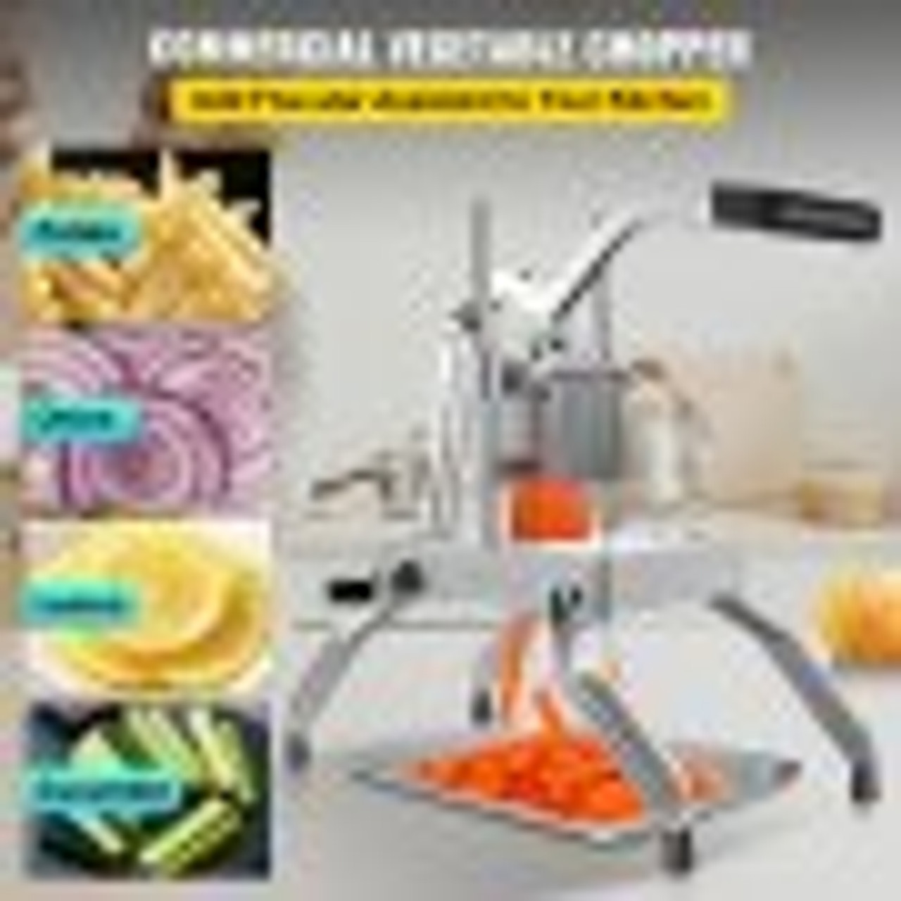 Commercial Vegetable Fruit Dicer 3/16" Blade Onion Cutter Heavy Duty Stainless Steel Removable and Replaceable Kattex Chopper Tomato Slicer with Tray Perfect for Pepper Potato Mushroom