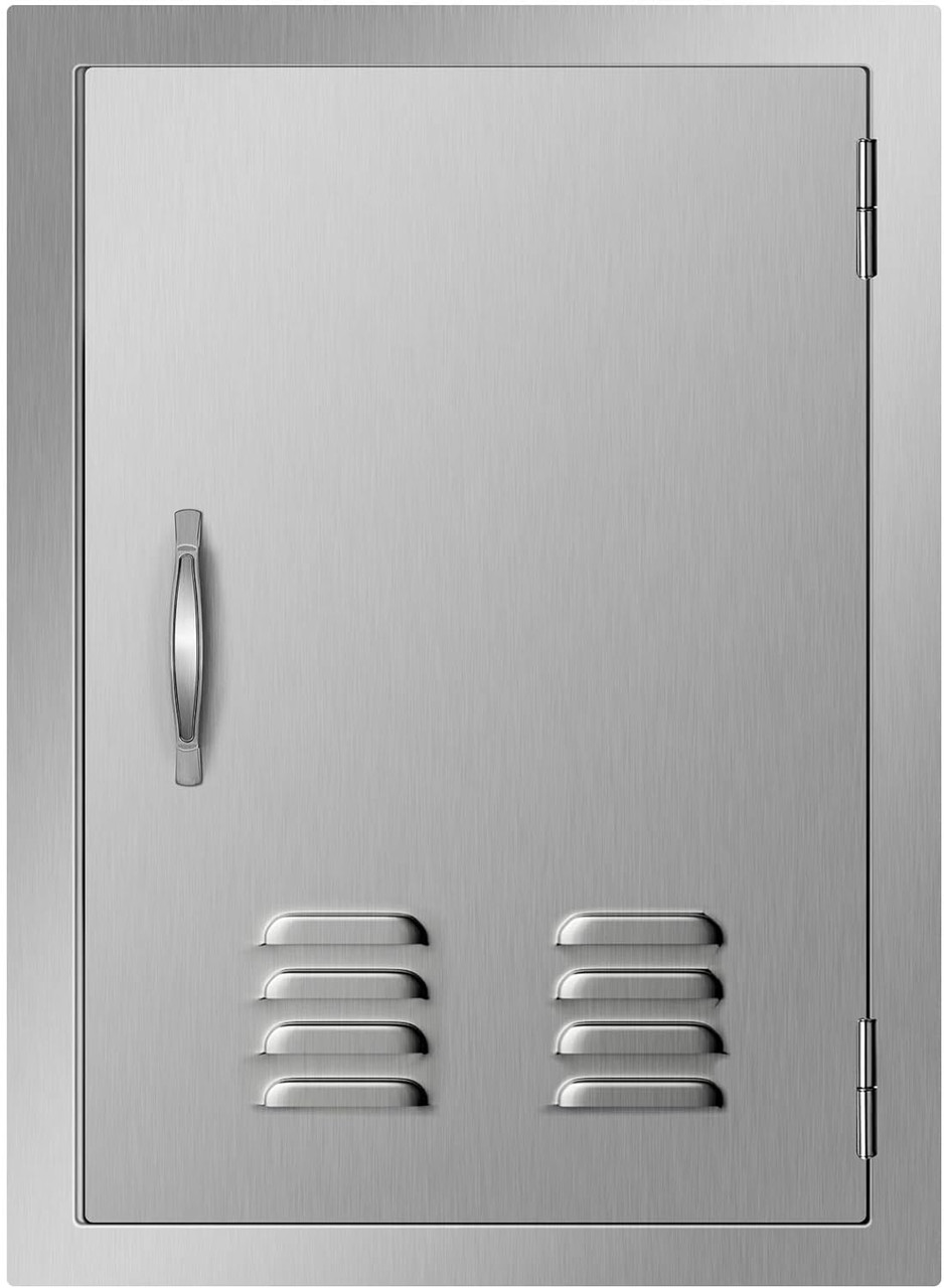 BBQ Access Door 17 x 24 Inch Vertical Island Door with Vents Stainless Steel Single Access Door Flush Mount Outdoor Kitchen