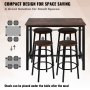 Bar Table and Chairs Set 43" Pub Table Set with 4 Bar Stools Kitchen Dining Table and Chairs Set for 4 Iron Frame Counter Height Dining Sets for Home, Kitchen, Living Room