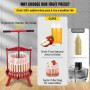 Fruit Wine Press, 3.2Gal/12L, Cast Iron Manual Grape Presser for Wine Making, Cider Tincture Vegetables Honey Olive Oil Press with Beech Wood Hollow Basket T-Handle 0.1" Thick Plate 3 Feet