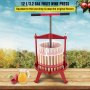 Fruit Wine Press, 3.2Gal/12L, Cast Iron Manual Grape Presser for Wine Making, Cider Tincture Vegetables Honey Olive Oil Press with Beech Wood Hollow Basket T-Handle 0.1" Thick Plate 3 Feet