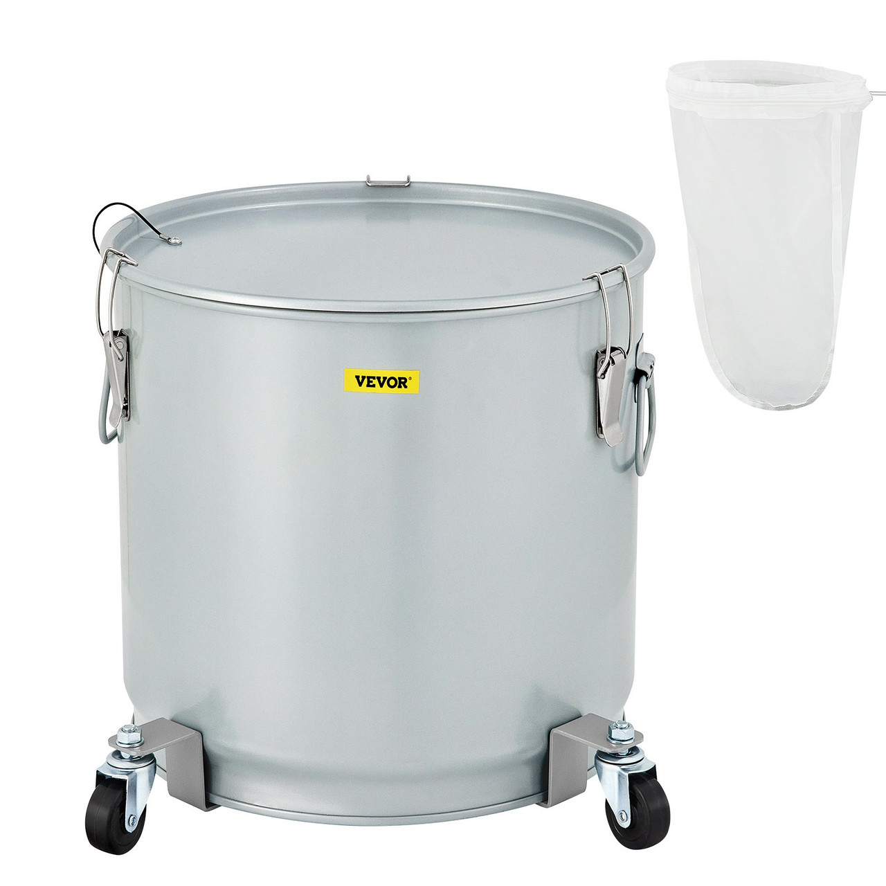 Fryer Grease Bucket, 15.9 Gal/60 L, Coated Carbon Steel Oil Filter Pot with Caster Base, Oil Disposal Caddy with 123 LBS Capacity, Transport