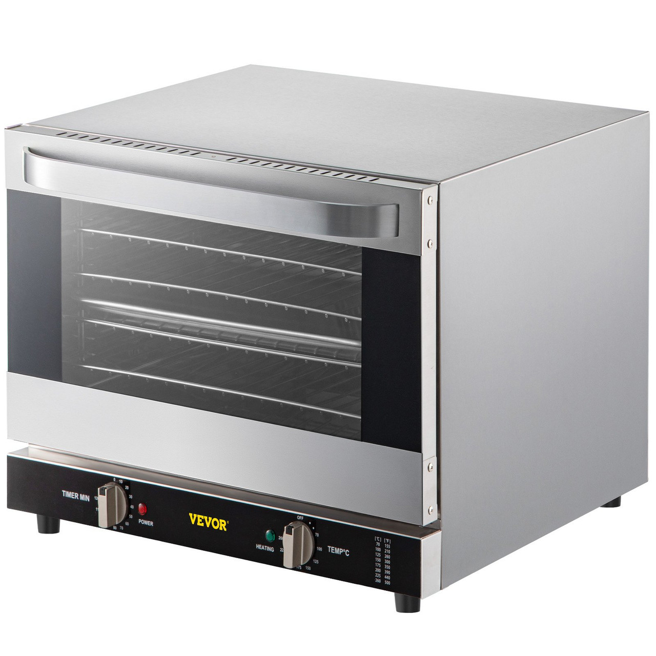 Commercial Convection Oven, 66L/60Qt, Half-Size Conventional Oven Countertop, 1800W 4-Tier Toaster w/ Front Glass Door, Electric Baking Oven w/ Trays